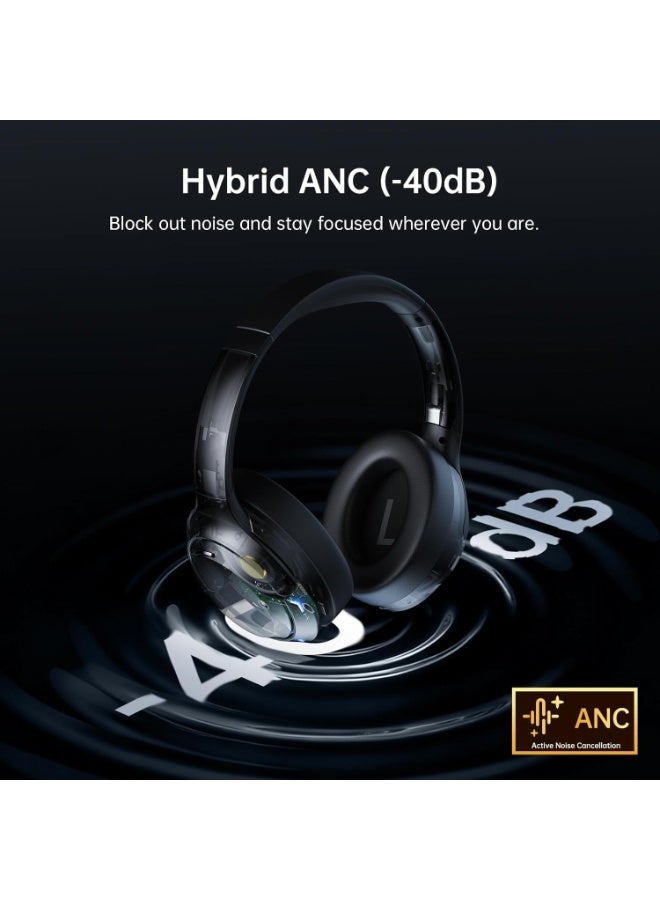 EKSA P300 Wireless Bluetooth Headphones, Active Noise Cancelling Over Ear Headset with ENC Mic,Transparency Mode, 100H Playtime, Hi-Res Audio, Deep Bass,BT 5.4 Headset for Music Office Travel - Image 3